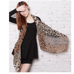 Leopard Print Silk Scarf.